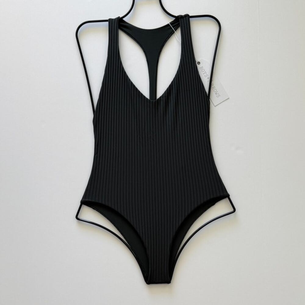 NWT Boys+Arrows Bad News Beck One Piece Swimsuit Iron Charcoal XS Plunge $220 - Picture 2 of 10